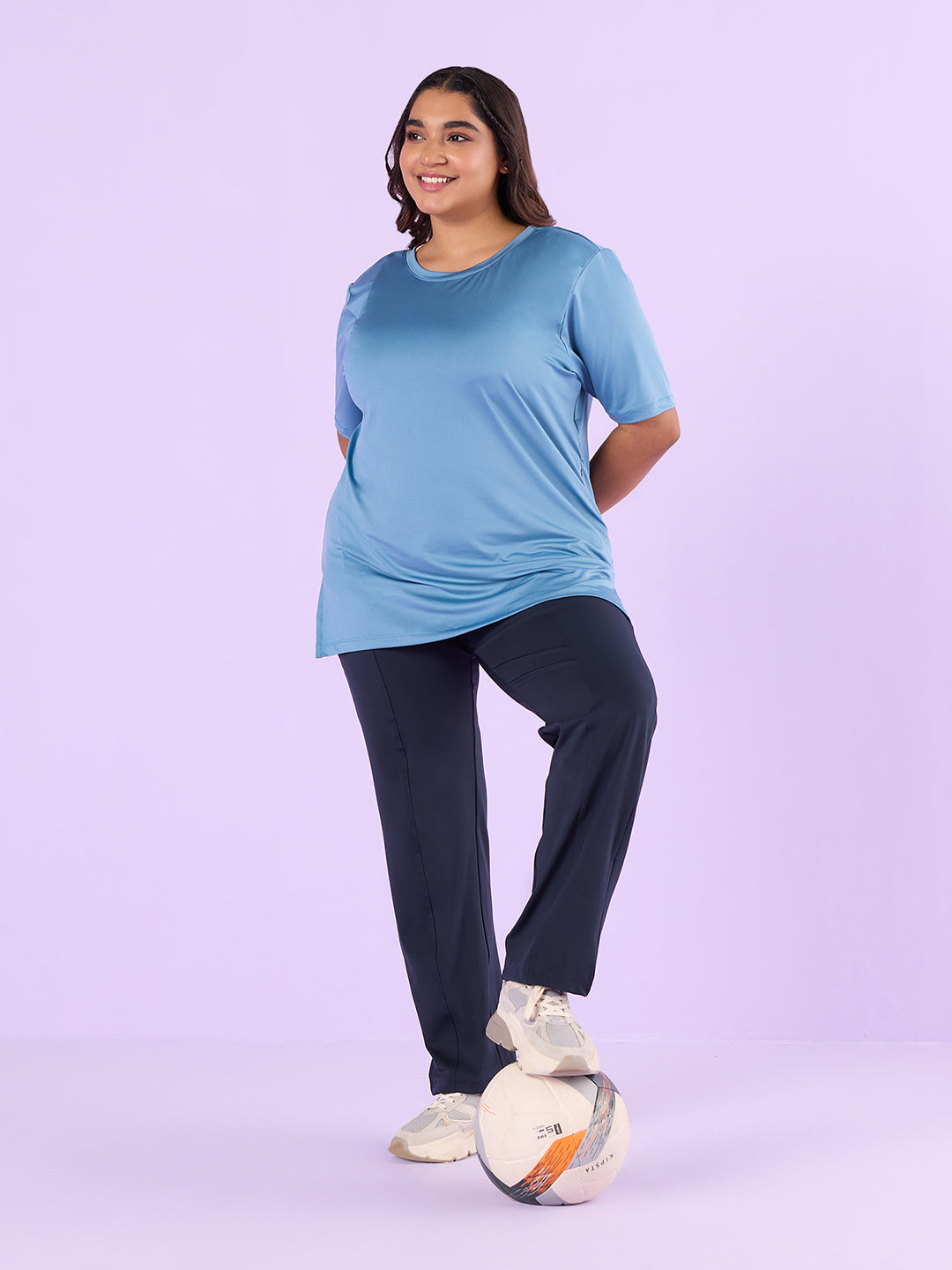 Aquamarine Stretchable T-Shirt With Pockets