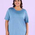 Plus Size Aquamarine Stretchable T-Shirt With Pockets | XL-7XL