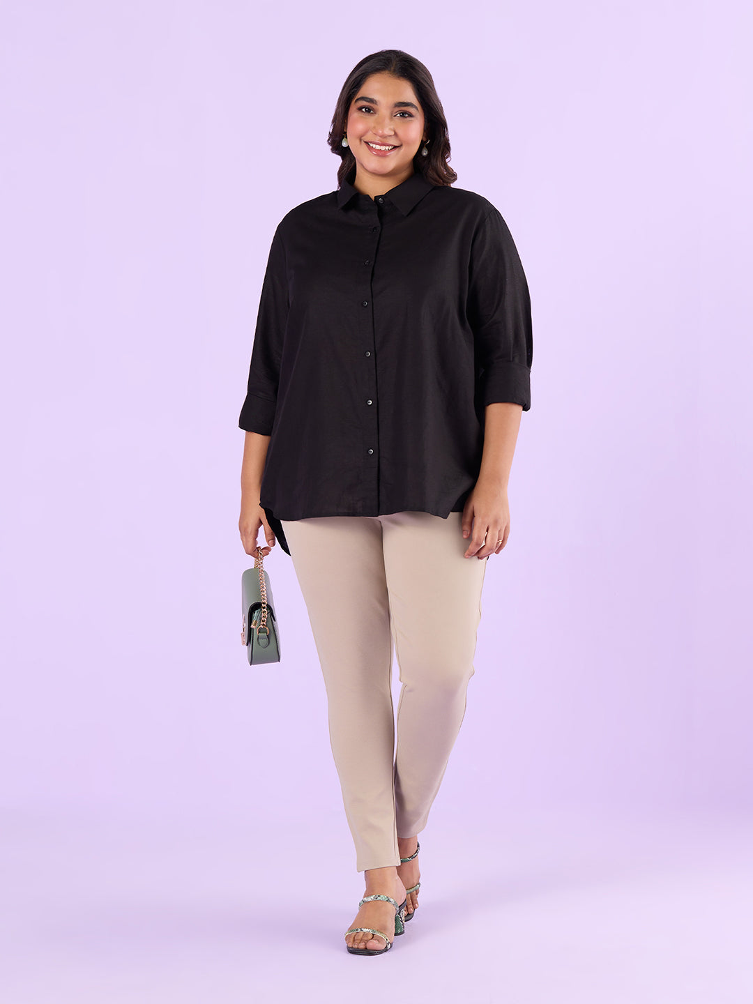 Black Linen Womens Shirt