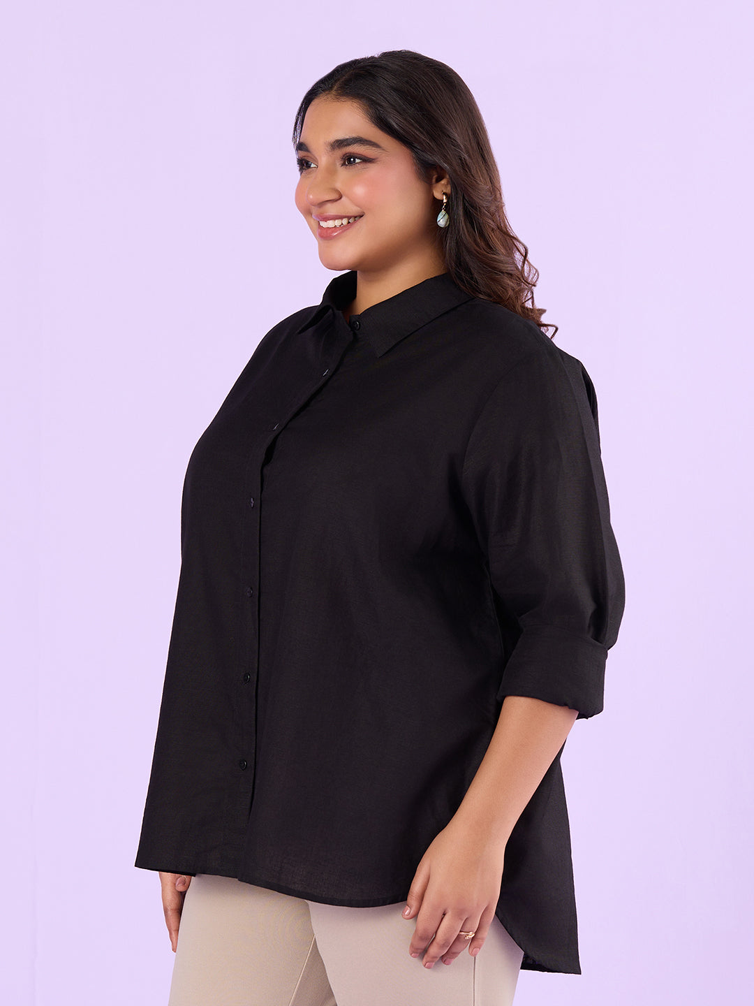 Black Linen Womens Shirt