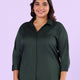Plus Size Bottle Green Satin Womens Shirt | XL-7XL