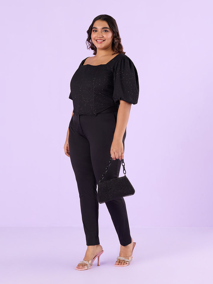 Black Lurex Knit Top