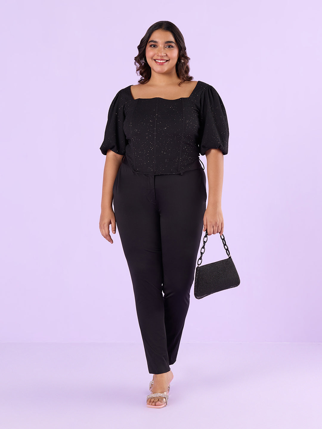 Black Lurex Knit Top