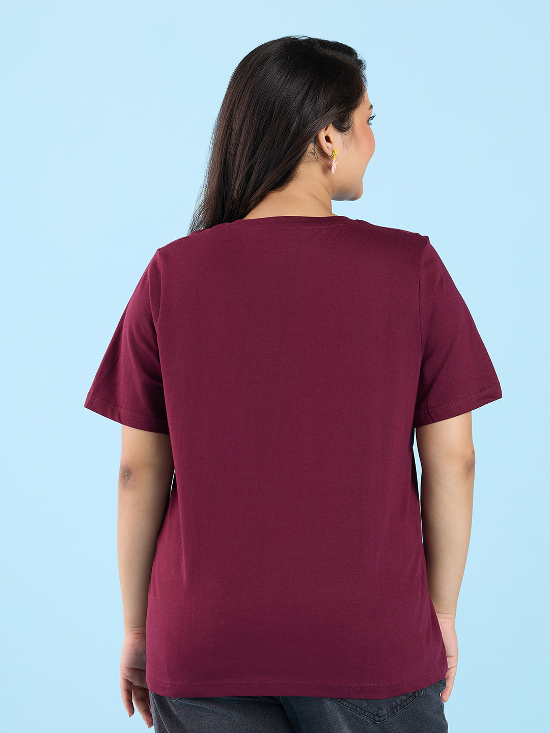 Dark Wine V Neck T-Shirt