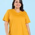 Plus Size Mustard V Neck T-Shirt | XL-7XL