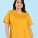 Plus Size Mustard V Neck T-Shirt | XL-7XL