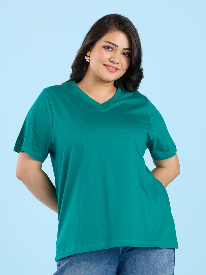 Green V Neck T-Shirt