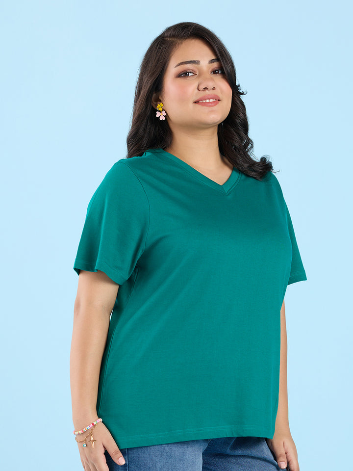 Green V Neck T-Shirt