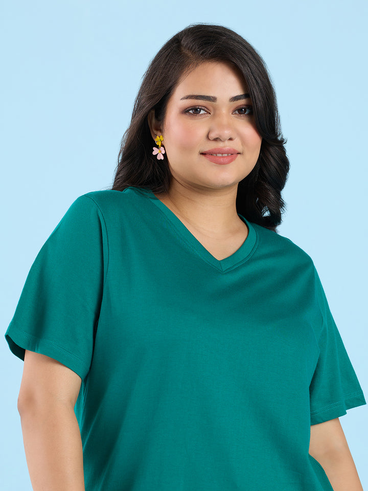 Green V Neck T-Shirt