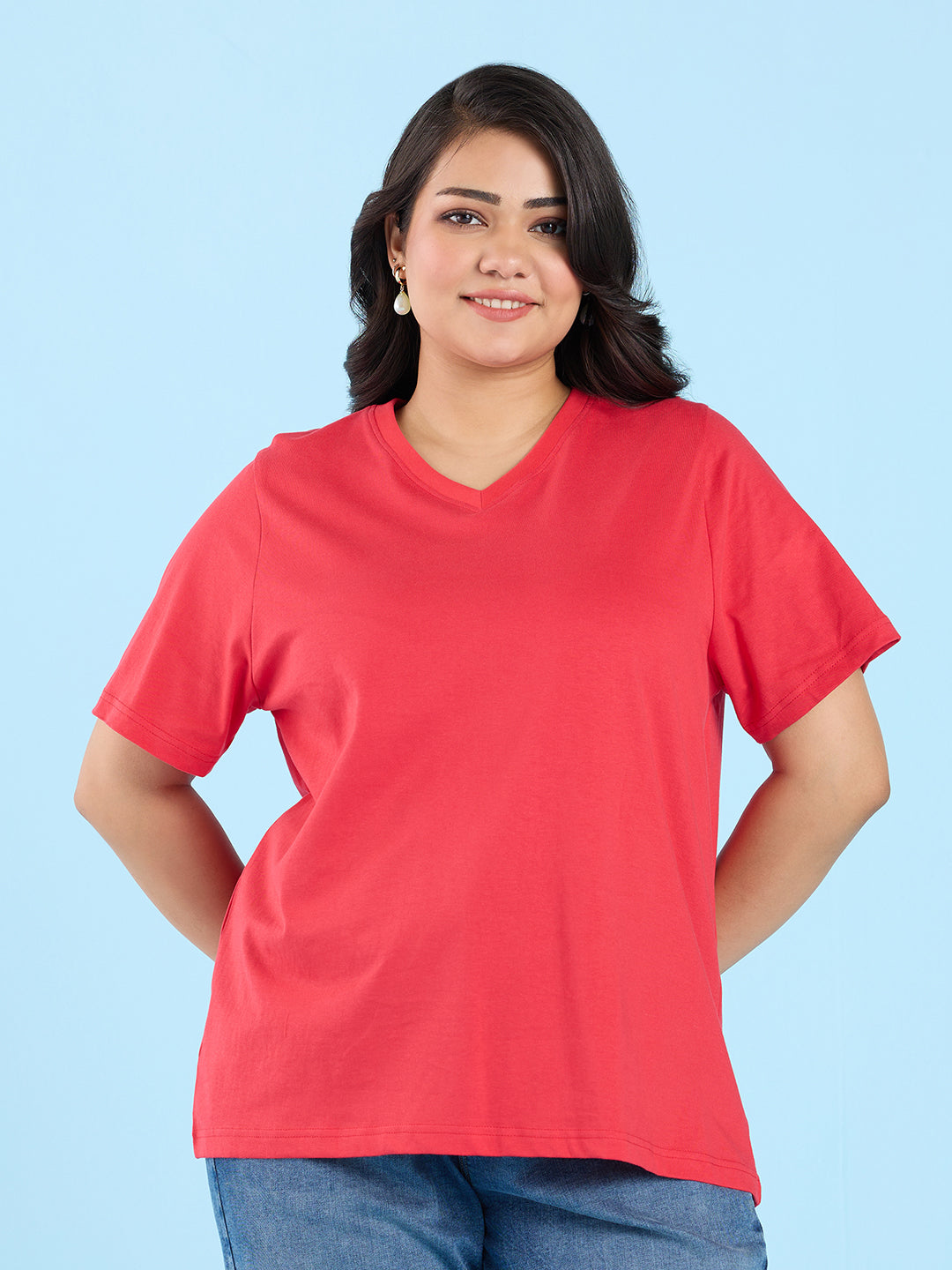 Red V Neck T-Shirt