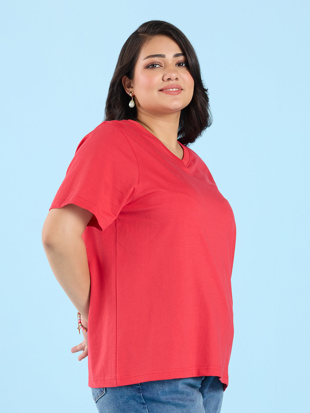 Red V Neck T-Shirt