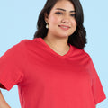 Plus Size Red V Neck T-Shirt | XL-7XL