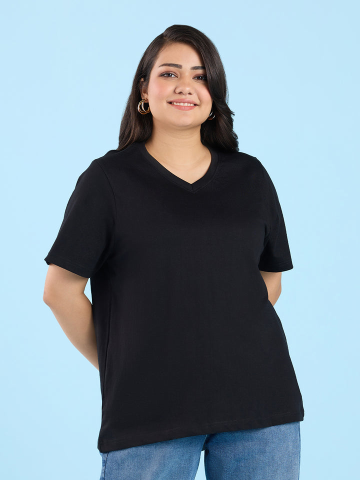 Jet Black V Neck T-Shirt