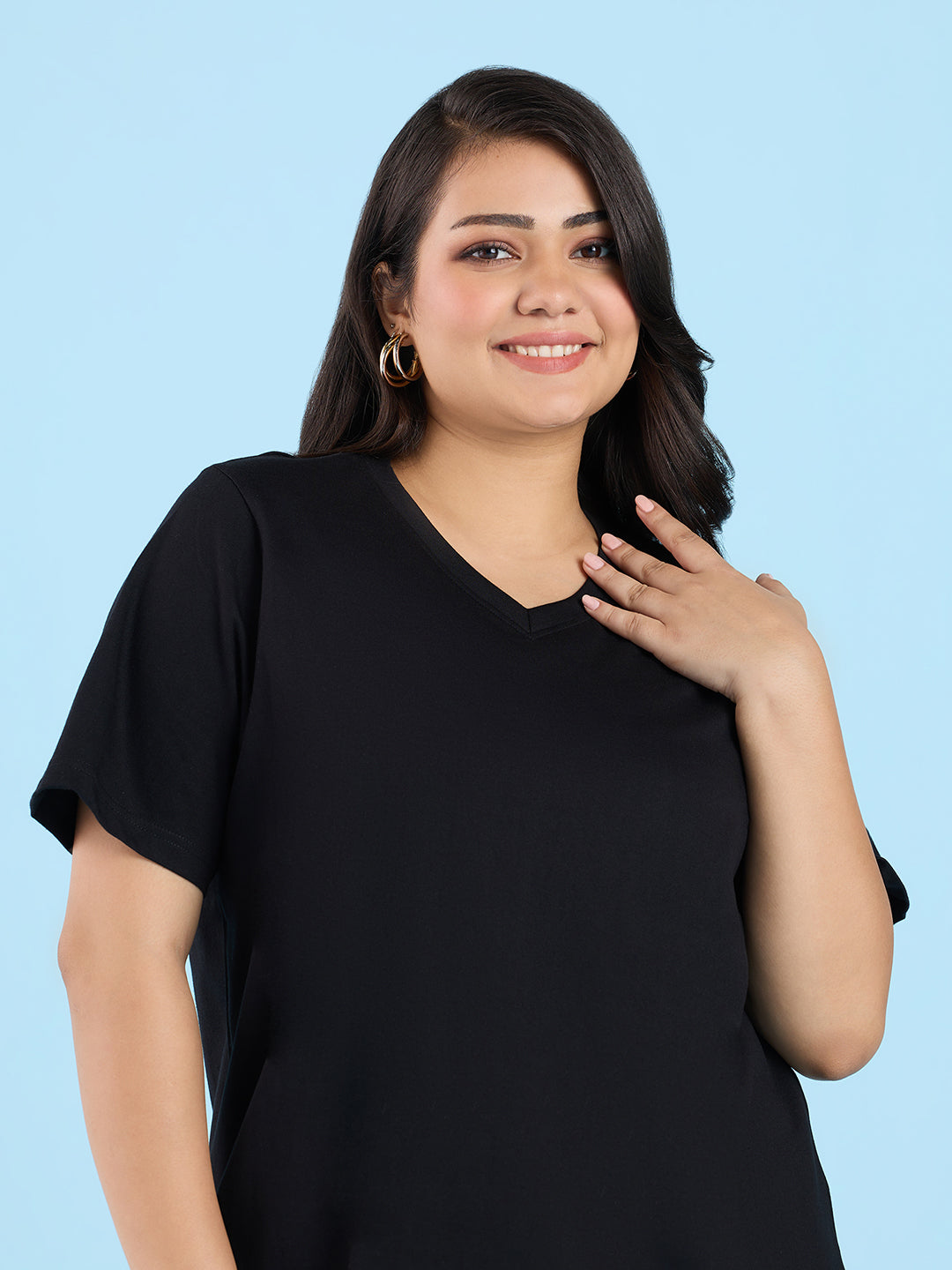 Jet Black V Neck T-Shirt