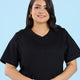 Plus Size Jet Black V Neck T-Shirt | XL-7XL