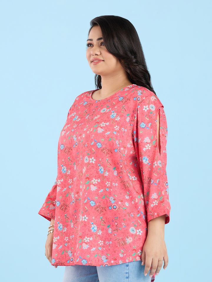 Ditsy Floral Coral Printed Top