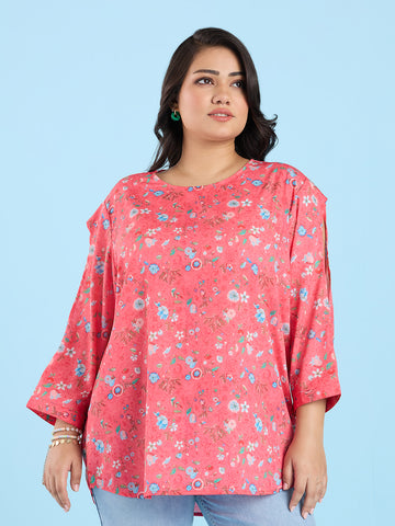 Ditsy Floral Coral Printed Top