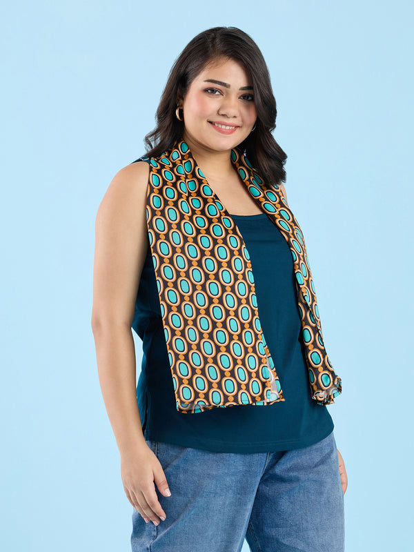 Plus Size Printed Viscose Satin Scarf | XL-7XL