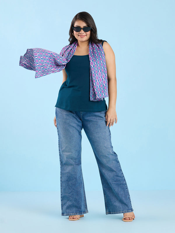 Plus Size Printed Viscose Satin Scarf | XL-7XL