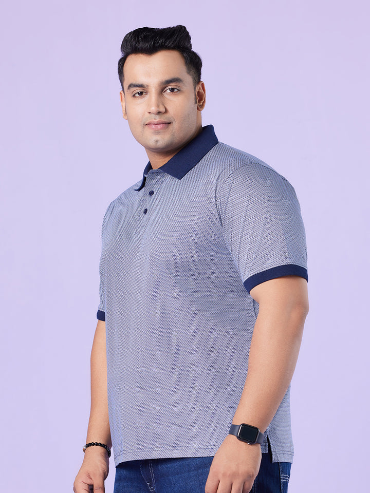 Premium Ditsy Geo Printed Stretch Polo T-Shirt