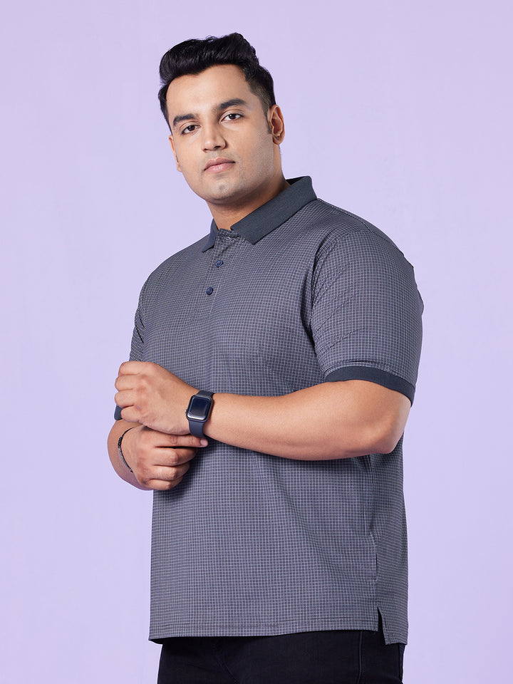 Premium Ditsy Geo Printed Stretch Polo T-Shirt