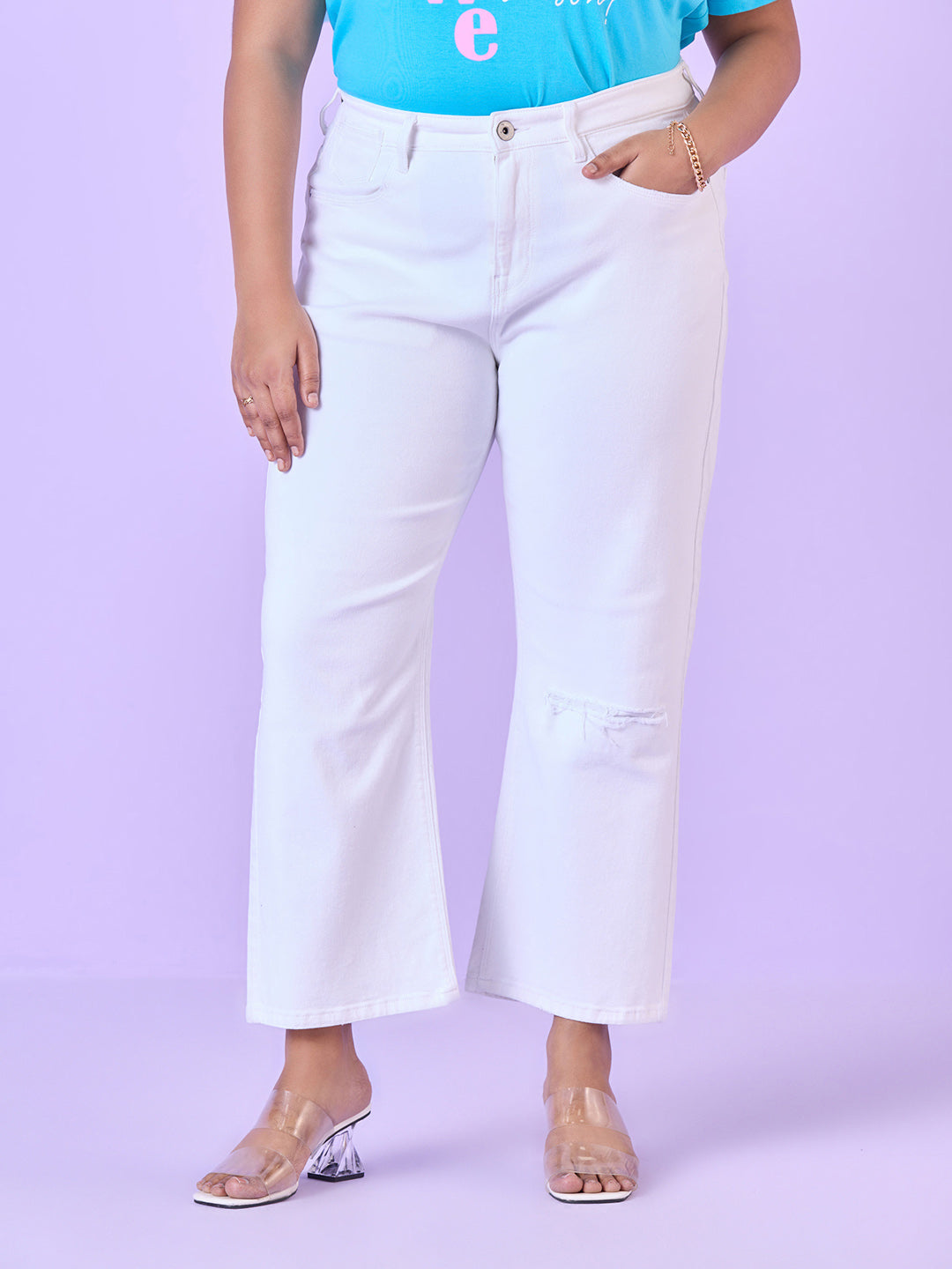 Light Wash White Stretch Jeans