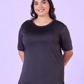 Plus Size Black Stretchable T-Shirt With Pockets | XL-7XL