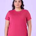Plus Size Fuschia Pink Stretchable T-Shirt With Pockets | XL-7XL