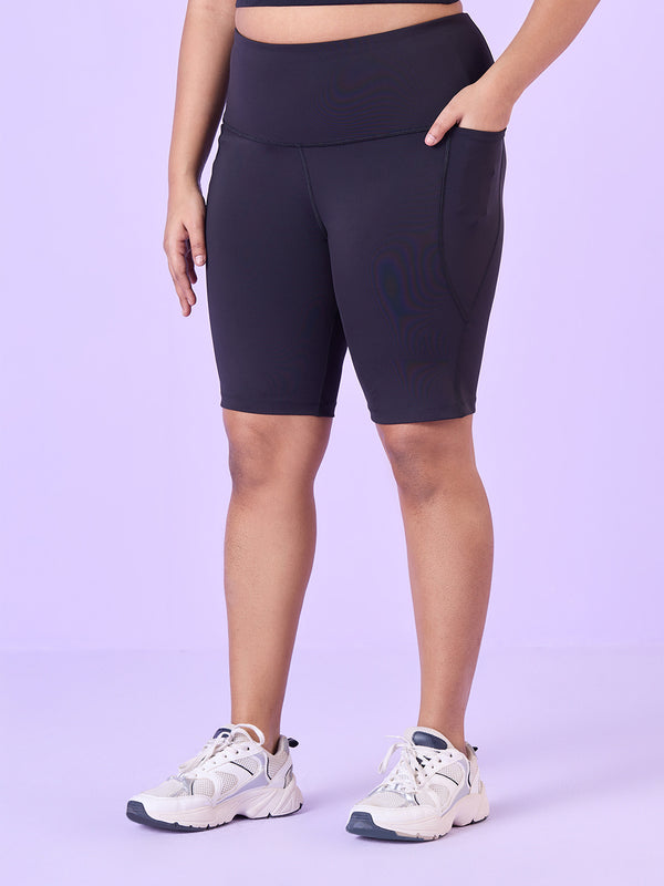 Plus Size Knitted Stretch Cycling Shorts With Pockets | XL-7XL