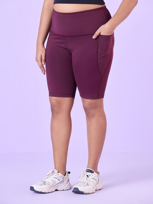 Plus Size Knitted Stretch Cycling Shorts With Pockets | XL-7XL