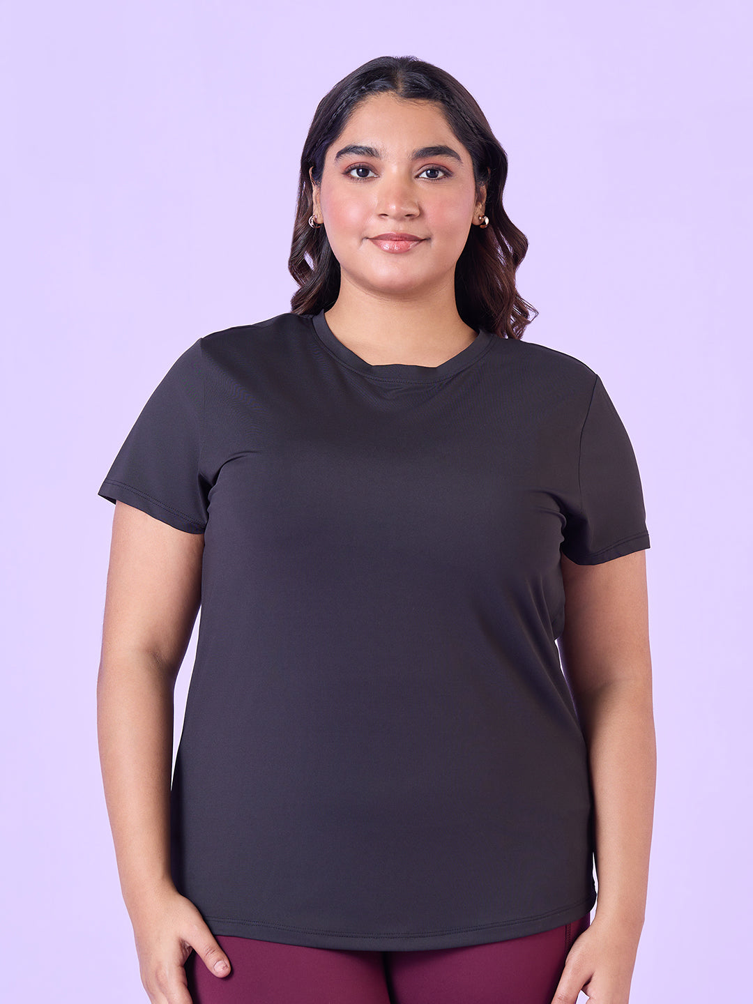 Jet Black Stretchable T-Shirt With Pockets