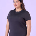 Plus Size Jet Black Stretchable T-Shirt With Pockets | XL-7XL