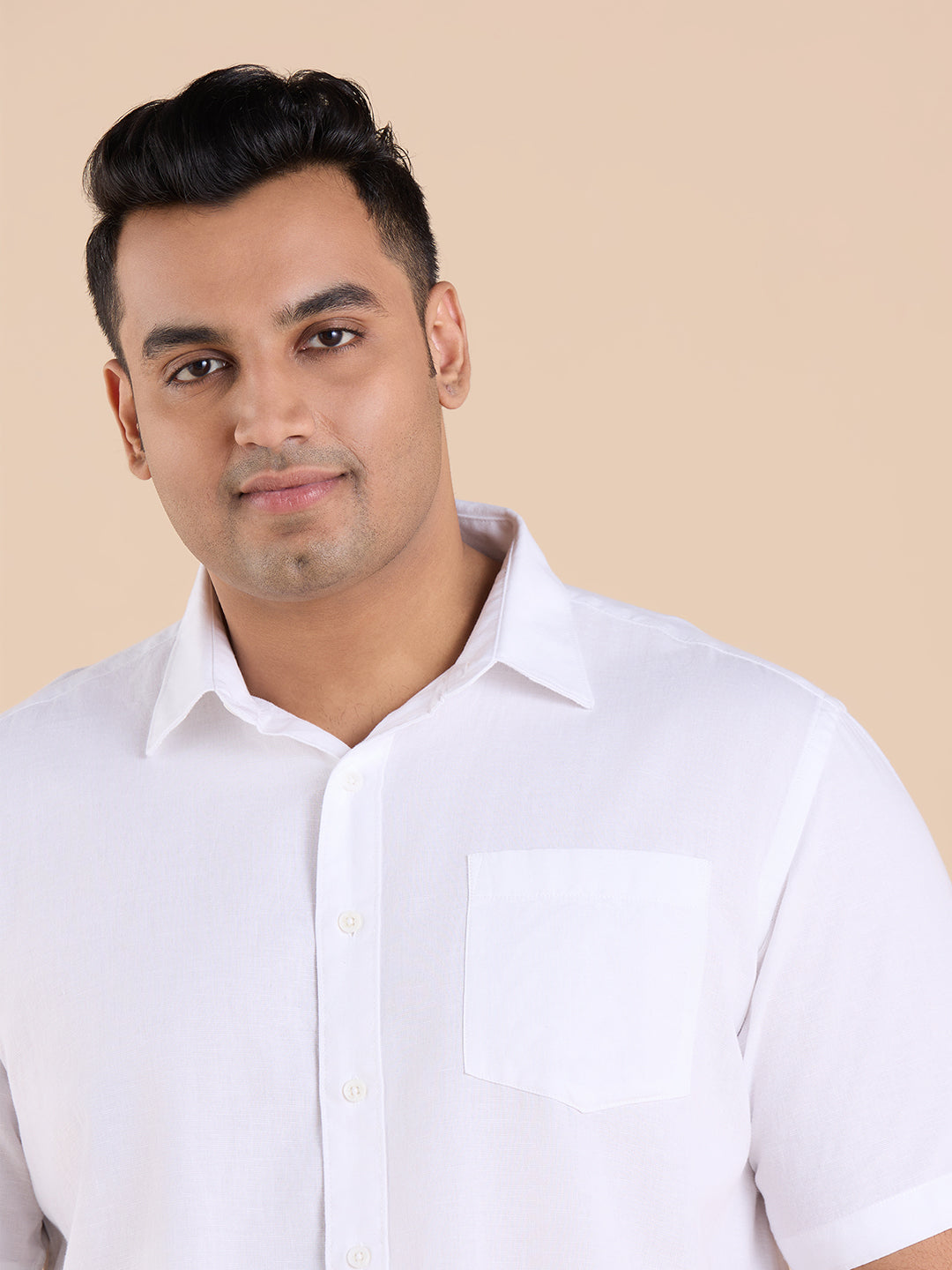 Plus Size Linen Rich Half Sleeve Shirt | XL-7XL