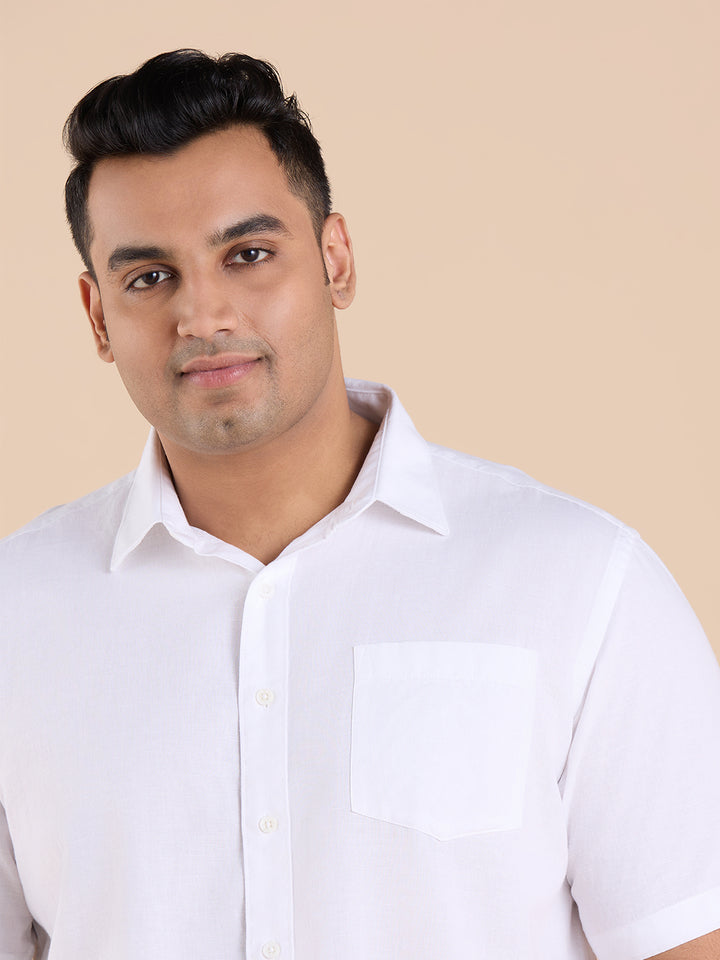 Plus Size Linen Rich Half Sleeve Shirt | XL-7XL