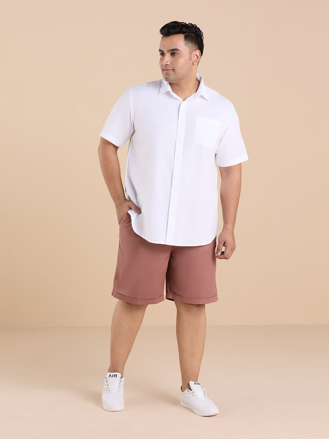 Plus Size Linen Rich Half Sleeve Shirt | XL-7XL