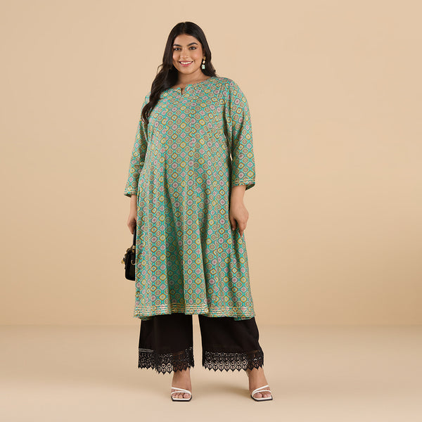 Plus Size Solid Palazzo With Lace | XL-7XL