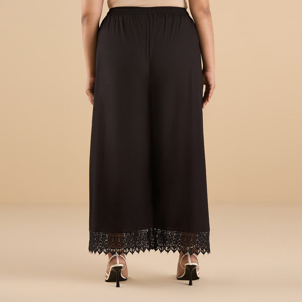 Plus Size Solid Palazzo With Lace | XL-7XL