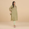 Plus Size Sage Green Printed Cotton Kurta | XL-7XL