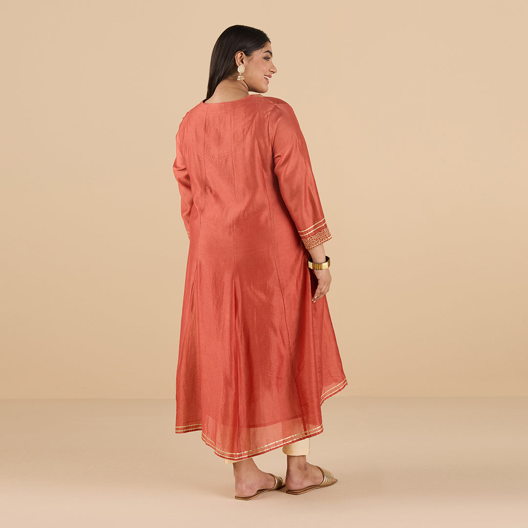 Silk Zari Embroidered Kurta