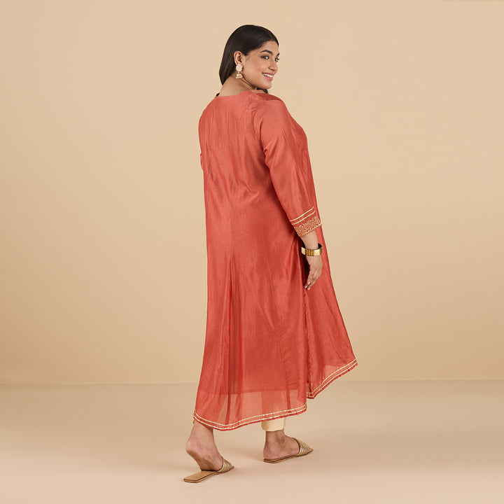 Silk Zari Embroidered Kurta