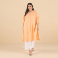Plus Size Pastel Coral Orange Slub Kurta | XL-7XL
