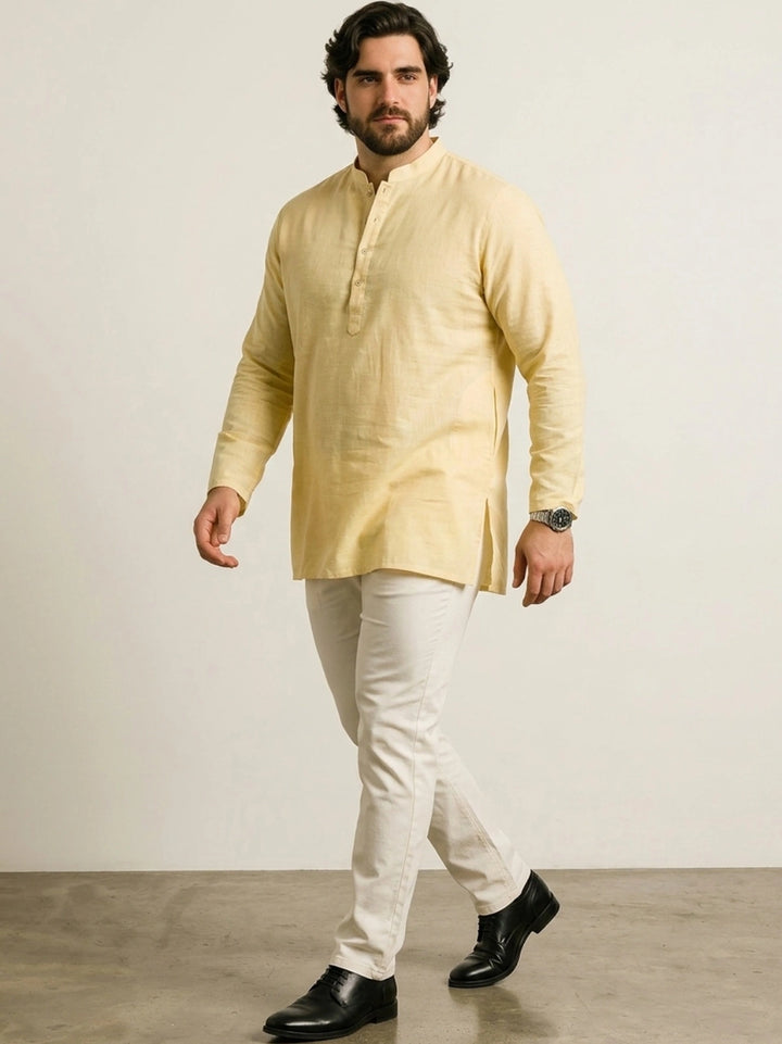 PLUS SIZE MEN SOLID SHORT LENGTH  KURTA| XL-7XL