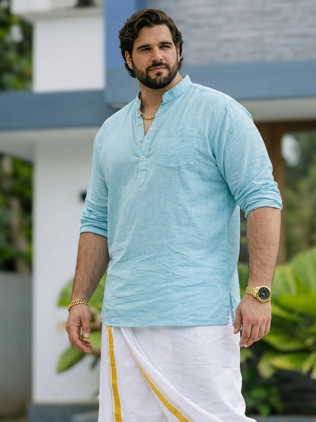 PLUS SIZE MEN SOLID SHORT LENGTH KURTA | XL-7XL