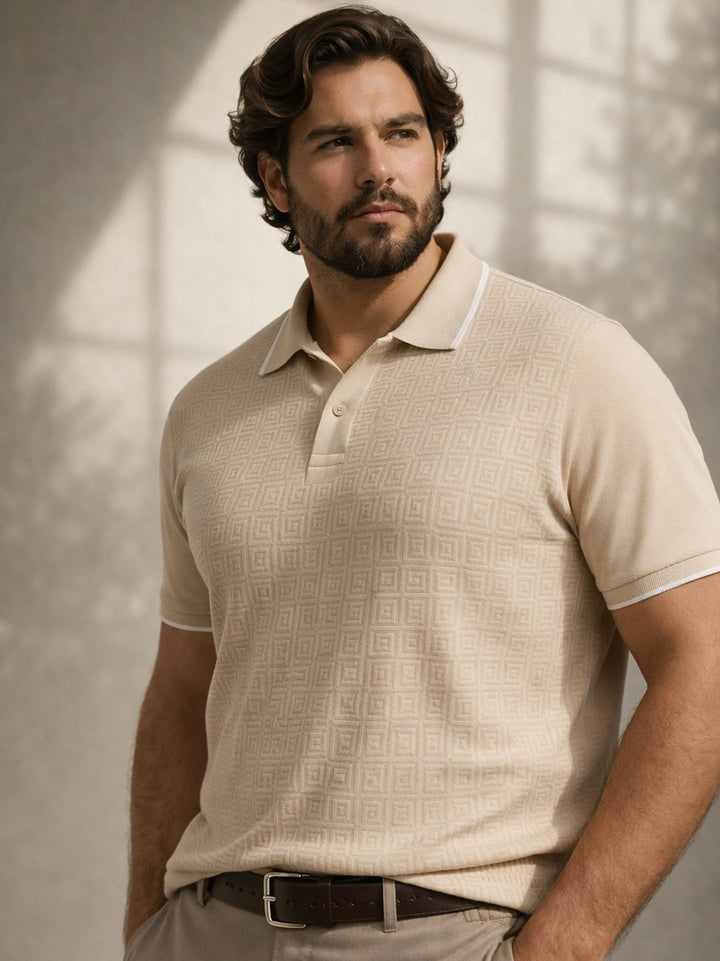 PLUS SIZE MEN JACQUARD POLO T-SHIRT| XL-7XL