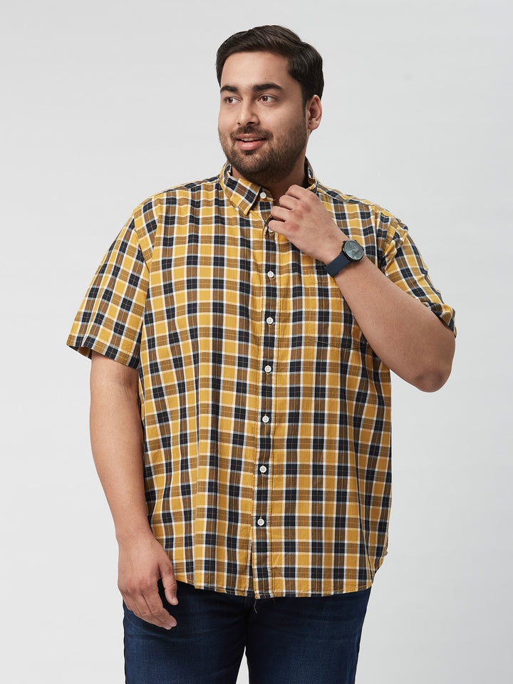 Men Nautical Check Half Sleeve Shirts