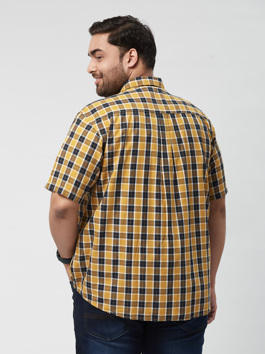 Men Nautical Check Half Sleeve Shirts