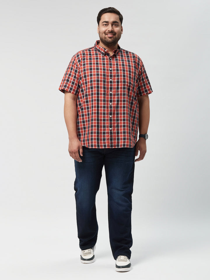 Men Nautical Check Half Sleeve Shirts