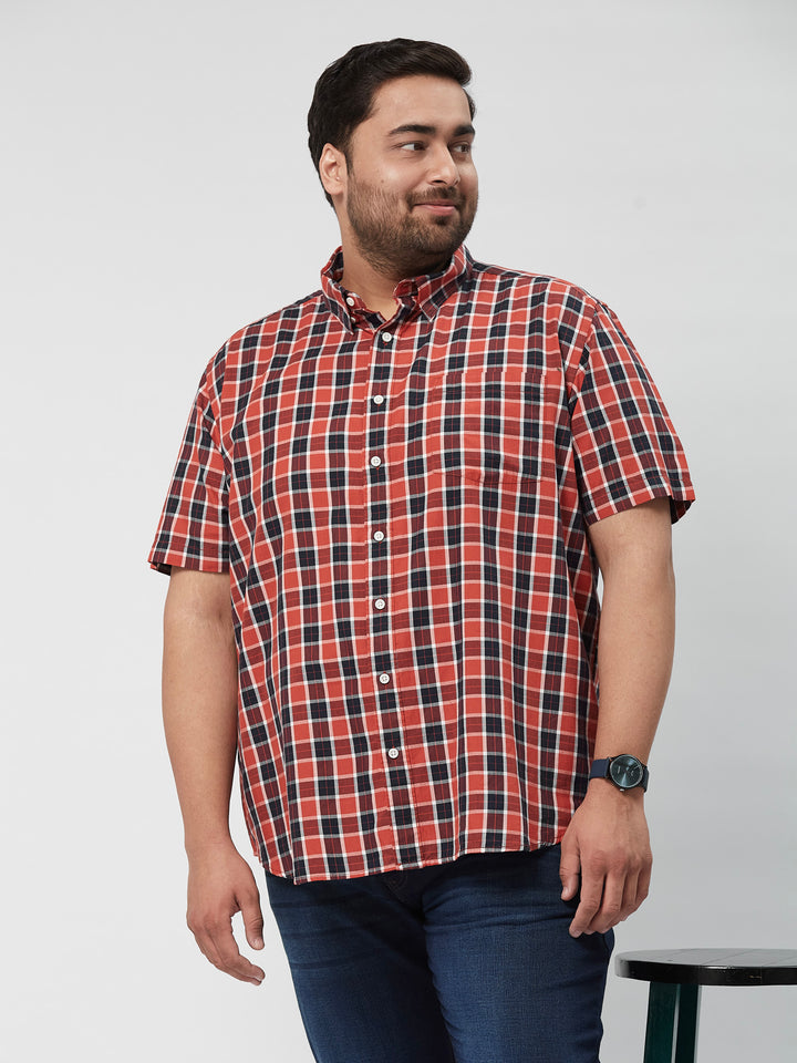 Men Nautical Check Half Sleeve Shirts