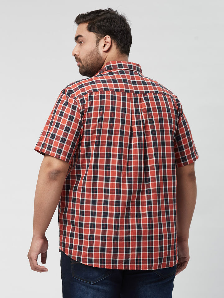 Men Nautical Check Half Sleeve Shirts