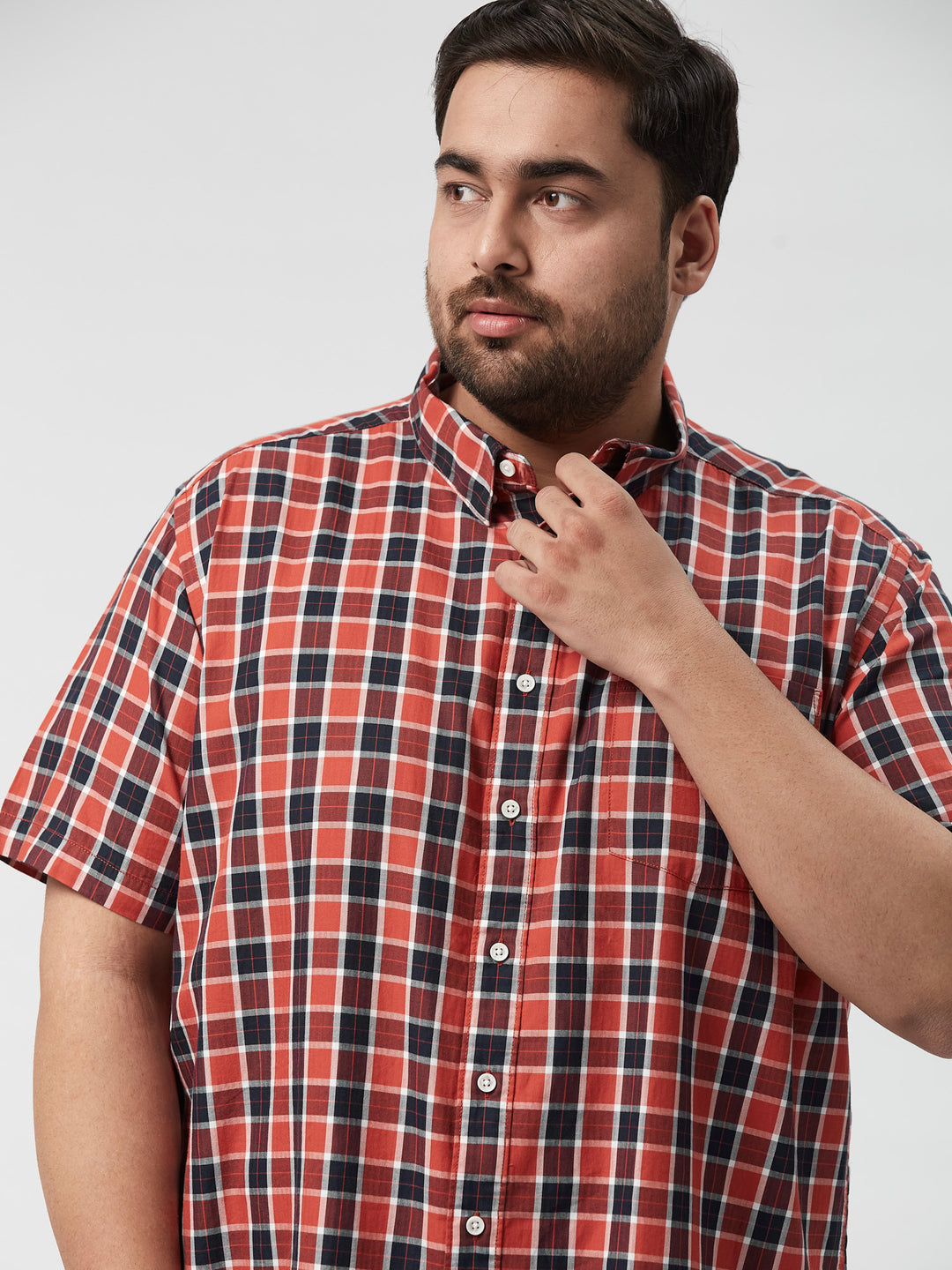 Men Nautical Check Half Sleeve Shirts